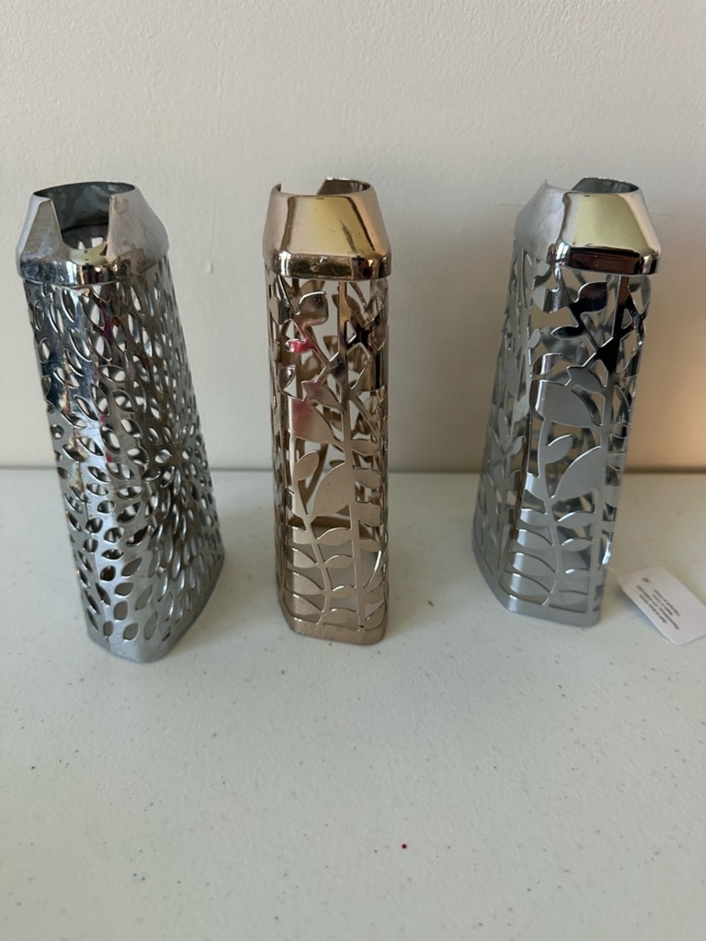Bath & Body Works Metal Soap Dispenser Sleeve/Cover Set of 3 - 2 Silver, 1 Gold